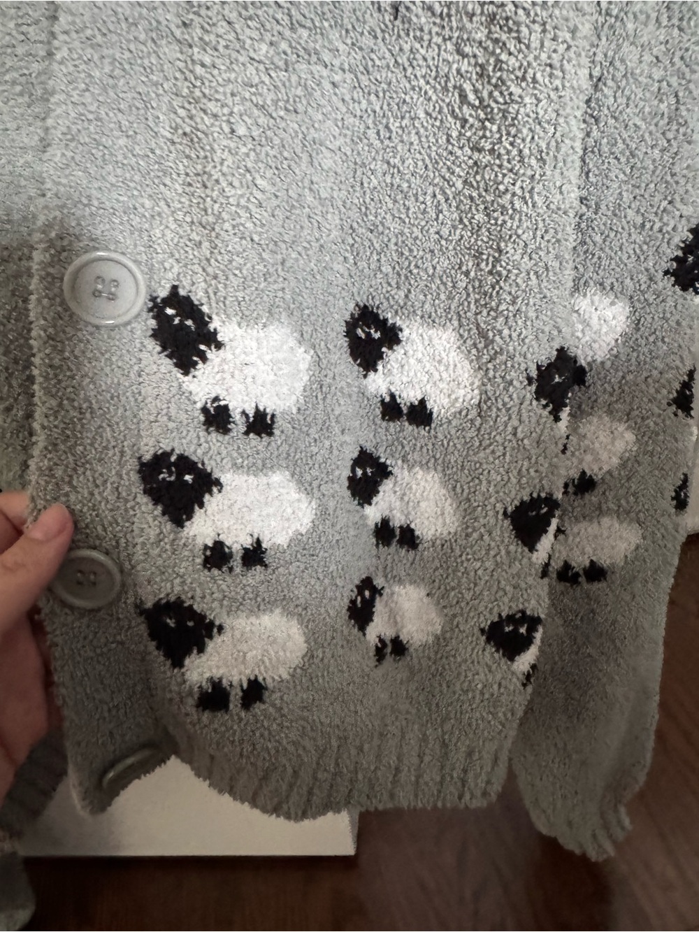 Cozy light green sheep Knit Open Cardigan - Women Sweater - Picture 2 of 3